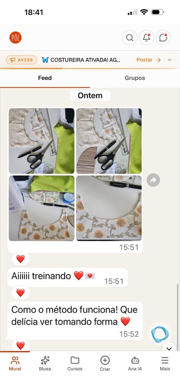 Mensagem de aluna com fotos dos cortes em treino: Como o método funciona